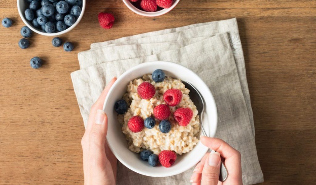oatmeal-raspberries-blueberries