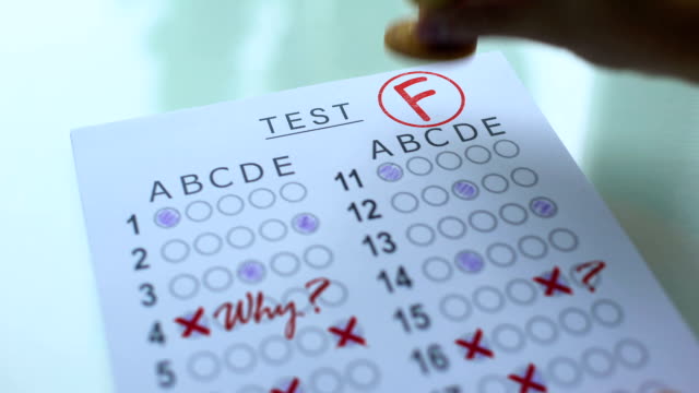 f-grade-on-test-paper-academic-assessment-result-failed-entrance-examination